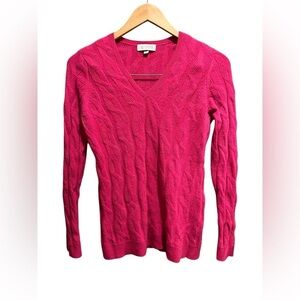 Kinross pink cable-knit V-neck sweater cashmere Sz medium